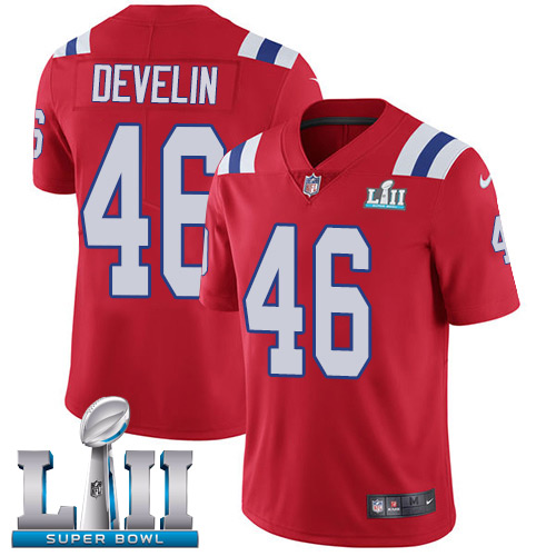 Nike Patriots #46 James Develin Red Alternate Super Bowl LII Men's Stitched NFL Vapor Untouchable Limited Jersey - Click Image to Close